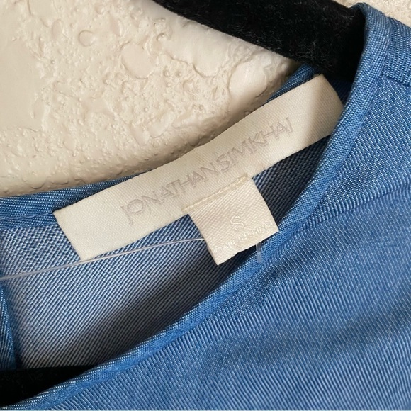 Jonathan Simkhai women's lace inset trumpet sleeve chambray top size S small - Picture 4 of 7